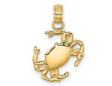 14K Yellow Gold Polished Crab Charm Pendant (No Chain)